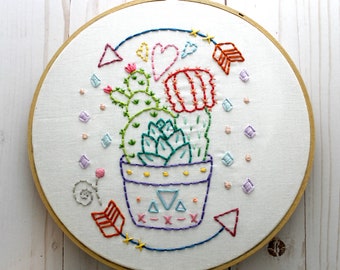 Cactus. Hand Embroidery Pattern. Digital Pattern. PDF Pattern. Succulent. Plant Lover. Plant Design. Cacti. Southwestern. Hoop Art. Plants.