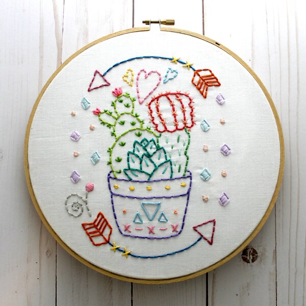 Cactus. Hand Embroidery Pattern. Digital Pattern. PDF Pattern. Succulent. Plant Lover. Plant Design. Cacti. Southwestern. Hoop Art. Plants.