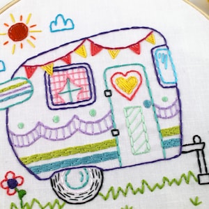 Retro Camper. Hand Embroidery Pattern. PDF Pattern. Summer. Camping. Travel. Road Trip. Embroidery Designs. Vintage Camper. Happy Camper. image 3