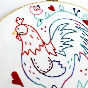 Rooster Hand Embroidery Pattern – DIY Stitching Design – Farmhouse & Rustic Decor - Digital Pattern - Chicken Coop