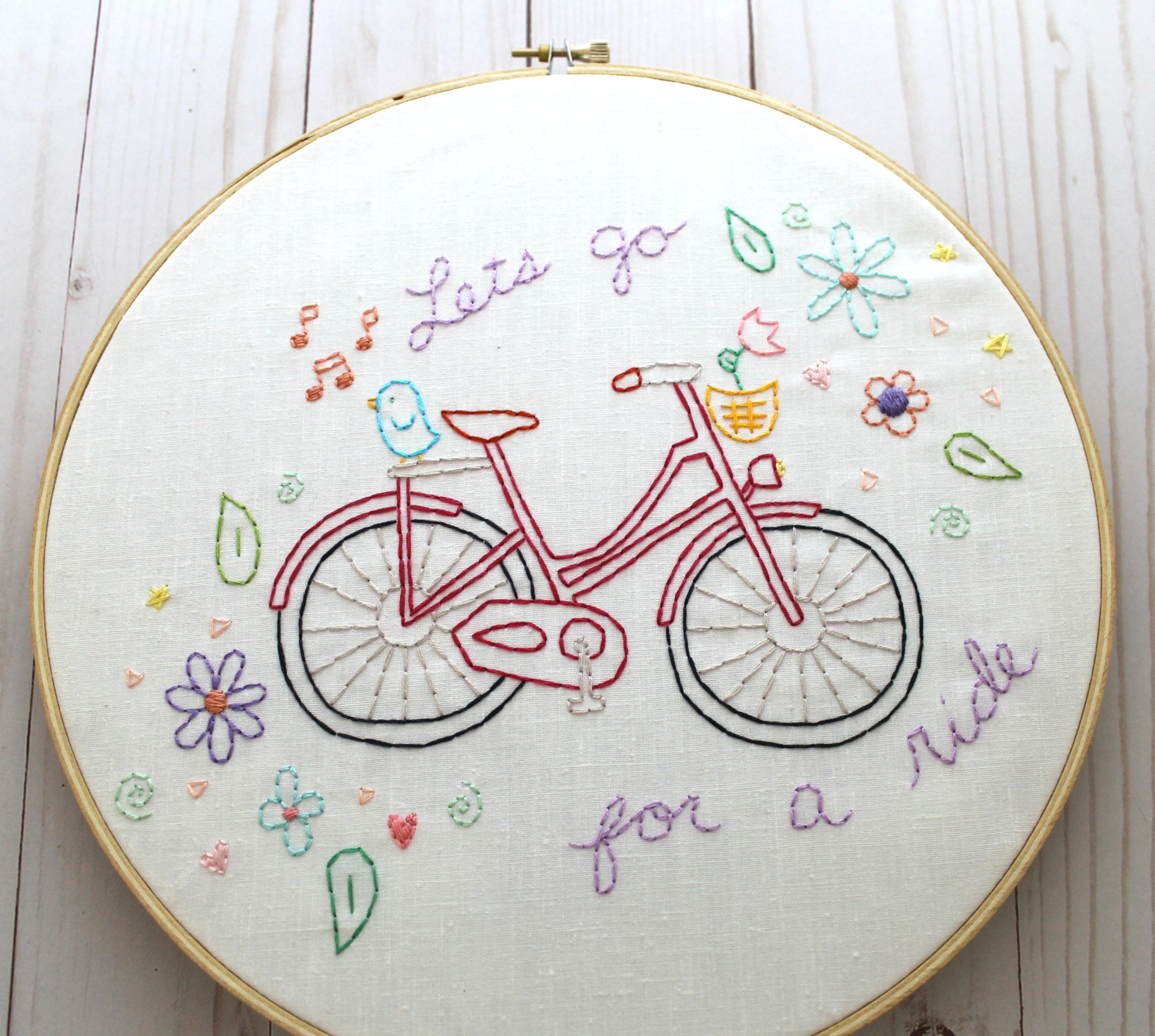 Bicycle Ride. Hand Embroidery Pattern. Cycling. Bike Lover. Etsy