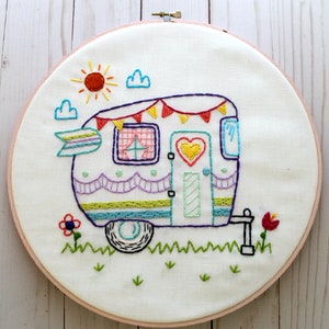 Retro Camper. Hand Embroidery Pattern. PDF Pattern. Summer. Camping. Travel. Road Trip. Embroidery Designs. Vintage Camper. Happy Camper. image 7
