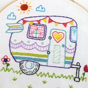 Retro Camper. Hand Embroidery Pattern. PDF Pattern. Summer. Camping. Travel. Road Trip. Embroidery Designs. Vintage Camper. Happy Camper. image 5