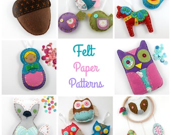 Felt Paper Patterns. Hand Sewing. Owl. Fox. Nesting Doll. Hand Stitched. Pattern. Gift. Sewing Patterns. Craft Kit Gifts. Christmas Gift.