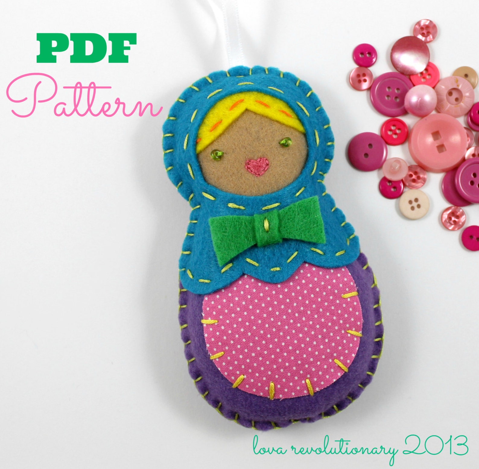 Nesting Doll Ornament. Digital Sewing Pattern. PDF Pattern. Etsy