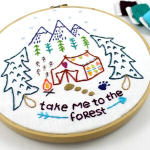 Camping. Hand Embroidery Pattern. Forest Woods. Outdoors. Glamping. Digital Pattern. Cabin. Embroidery Designs. Mountains. Tent. Outdoorsy. image 4