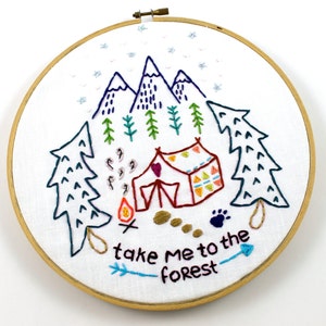 Camping. Hand Embroidery Pattern. Forest Woods. Outdoors. Glamping. Digital Pattern. Cabin. Embroidery Designs. Mountains. Tent. Outdoorsy. image 6