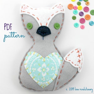 Felt Fox Plush Hand Sewing Craft Pattern. Felt Patterns. Softie Patterns.
