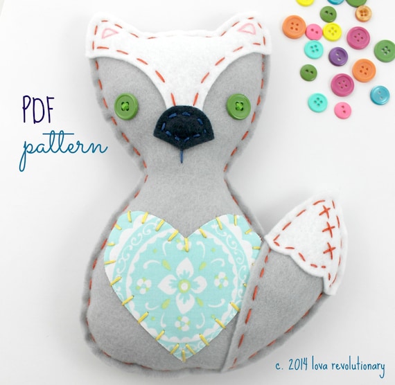 Felt Fox Plush Sewing Pattern: Hand Embroidery Kids Craft (Digital Pattern)