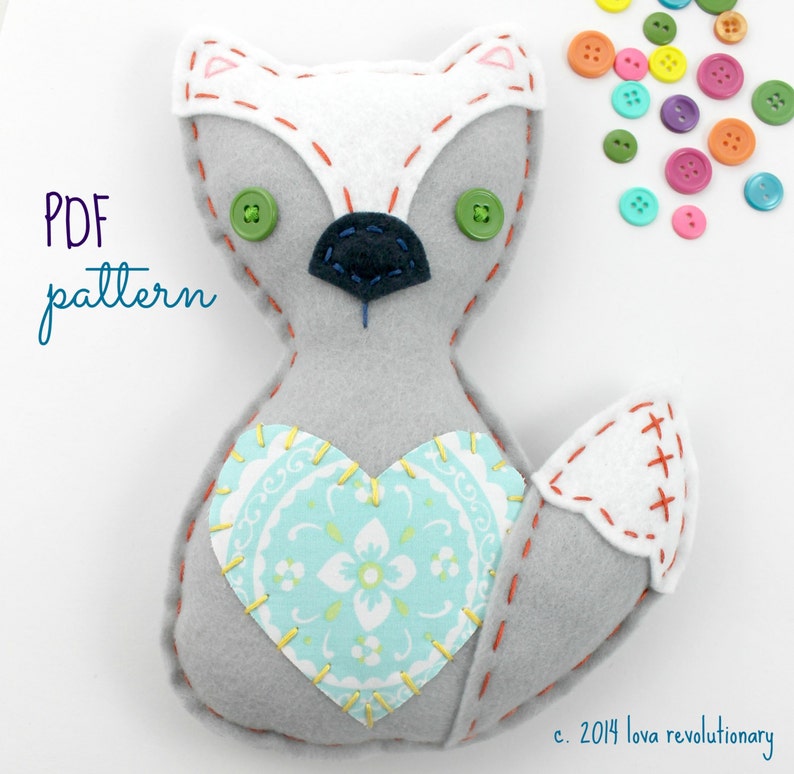 Felt Fox Plush Hand Sewing Craft Pattern. Felt Patterns. Softie Patterns.