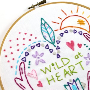 Wild at Heart. Hand Embroidery Pattern. PDF Pattern. Digital Pattern. Embroidery Designs. Western. Heart. Antlers. Feathers. Boho. Hippy. image 5