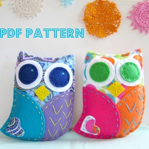 Felt Owl Pattern. Sewing Pattern. Hand Embroidery. Hand Stitched. Woodland Owl. Beginner Tutorial. Kids Crafts. Owl Softie. Digital Pattern image 1