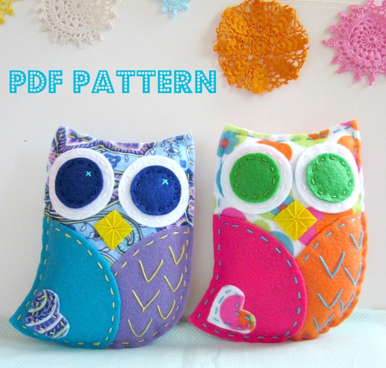 Felt Owl Pattern. Sewing Pattern. Hand Embroidery. Hand Stitched. Woodland Owl. Beginner Tutorial. Kids Crafts. Owl Softie. Digital Pattern image 1
