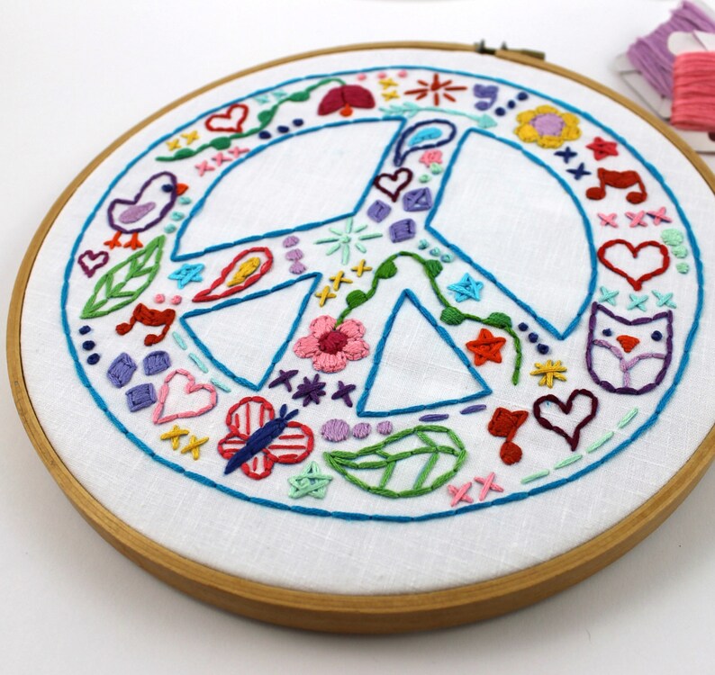 Peace sign hand embroidery digital nwcvq embroidery  etsy Peace sign hand embroidery digital nwcvq embroidery  etsy