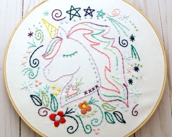 Unicorn Embroidery Pattern. Hand Embroidery. PDF Pattern. Digital Pattern. Unicorn Crafts. Hand Embroidery Pattern. Cute Unicorn. Unicorn.