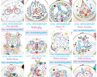 Iron On Hand Embroidery Patterns. Hand Sewing. Iron On Transfer. Embroidery Designs. Embroidery Gift. Craft Kit. Craft Gifts. Hand Stitched.