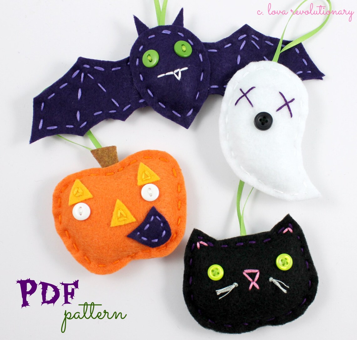 Felt Halloween Ornaments. PDF Pattern. Halloween Crafts. Kids Etsy