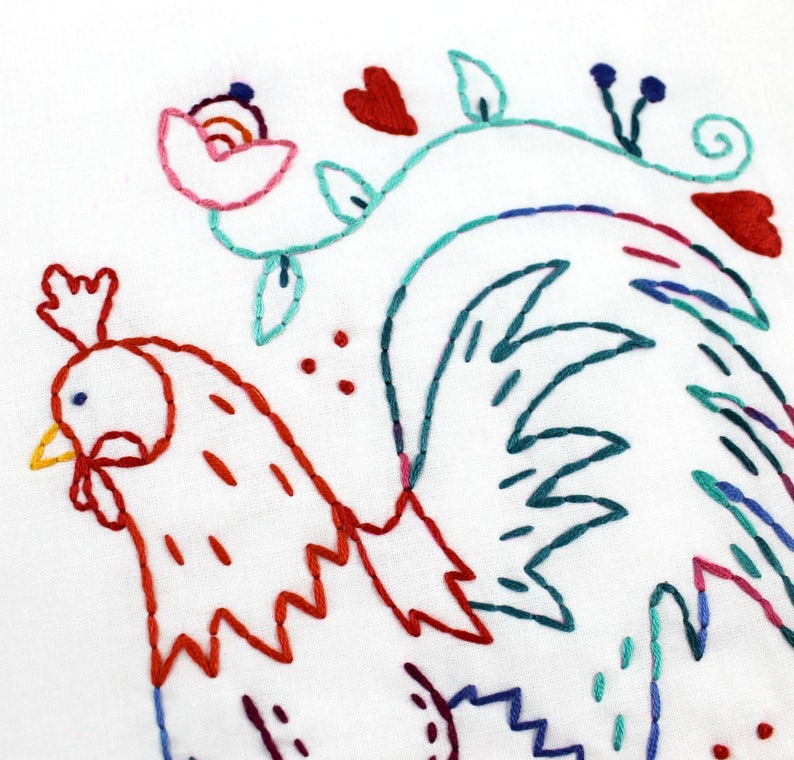 Rooster. Hand Embroidery Pattern. Embroidery Design. Chickens. Coop. Cockadoodledo. Farm house. Country life. Chicken Lover. Embroidery Hoop image 3