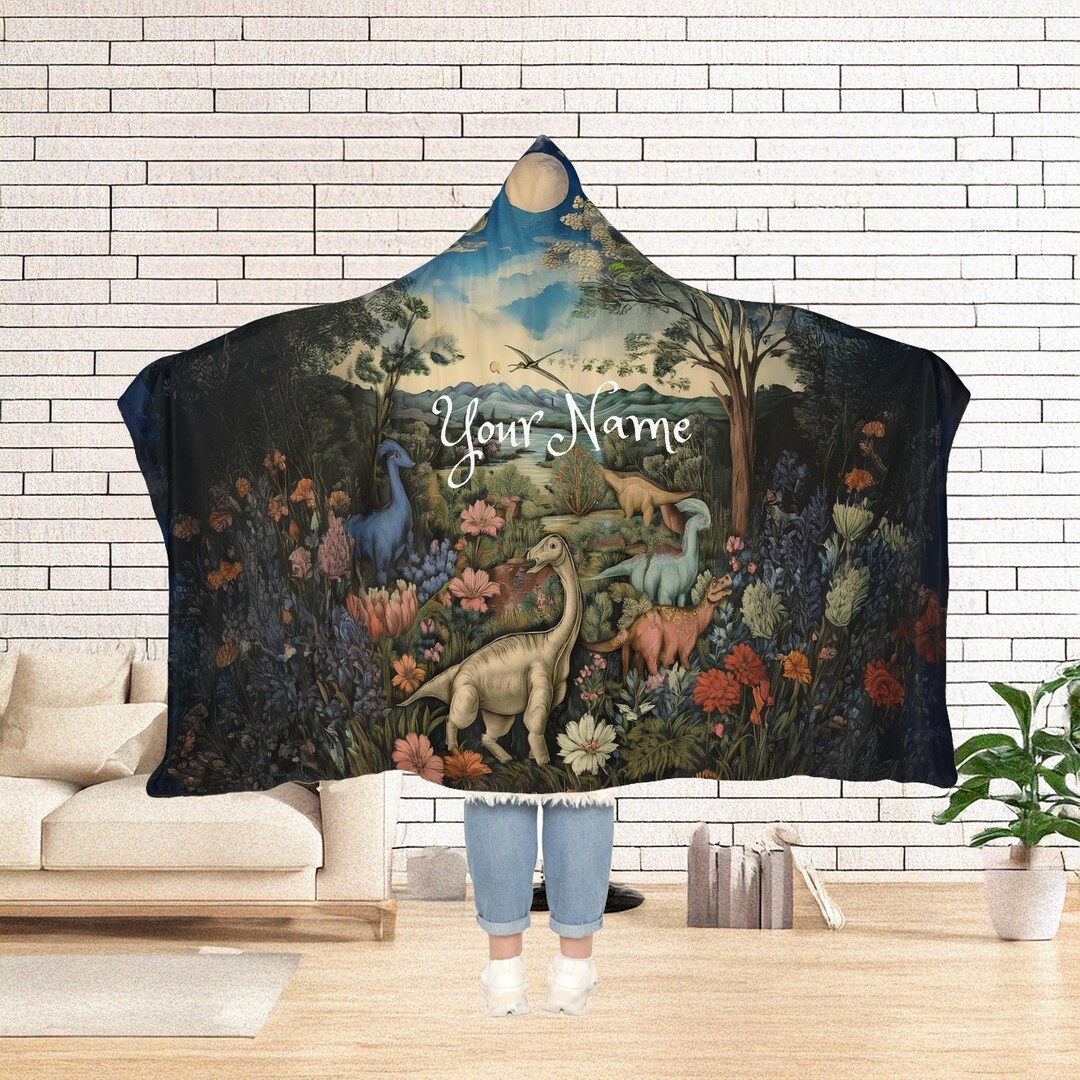 Dinosaur Hooded Plush Blanket main image 1