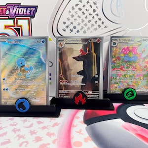 Expositor de cartas Pokémon, Equipo Rocket, 1.ª edición, Pokéball, tipo Agua, Fuego, Eléctrico y Psíquico, expositores decorativos para cartas de TCG Pokémon