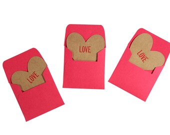 Box of 16 Mini Heart LOVE Cards with Envelopes