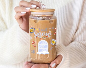 Gilmore I Smell Snow Glass Cup, Bamboo Lid and Straw