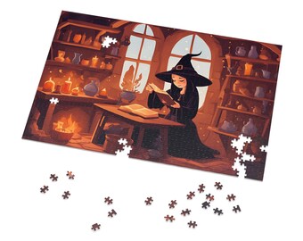 Puzzle „Domek Wiedźmy Jesieni”, prezent na Halloween (500/1000 elementów)