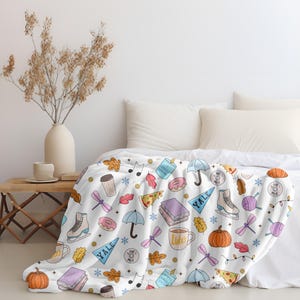 Gilmore Girl Pastel Icon Collage Plush Blanket, Cozy Soft Fleece Throw Blanket for Home, Perfect Gift for Gilmore Girl Fans & Collectors