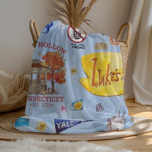 Coperta di peluche Gilmore Girl Blue Collage, morbida e accogliente coperta in pile per la casa, regalo perfetto per fan e collezionisti di Gilmore Girl