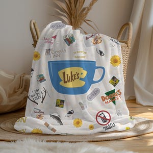 Gilmore Girl Beige Collage Plush Blanket, Cozy Soft Fleece Throw Blanket for Home, Perfect Gift for Gilmore Girl Fans & Collectors
