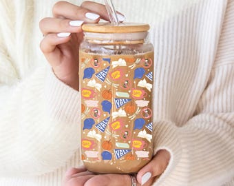 Tazza da caffè freddo in vetro con icona Gilmore Girl, coperchio in bambù e cannuccia