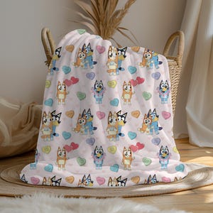 Blue Heeler Dog Valentine Fleece Blanket: Cozy Throw for Fans