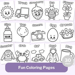 30 Basic Coloring Pages: Simple Line Art for Preschool (PDF)
