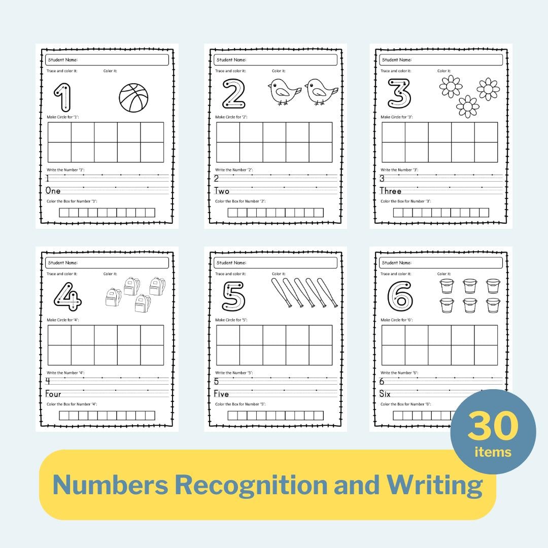 Number Recognition & Writing Practice: Homeschool Preschool Printable ...