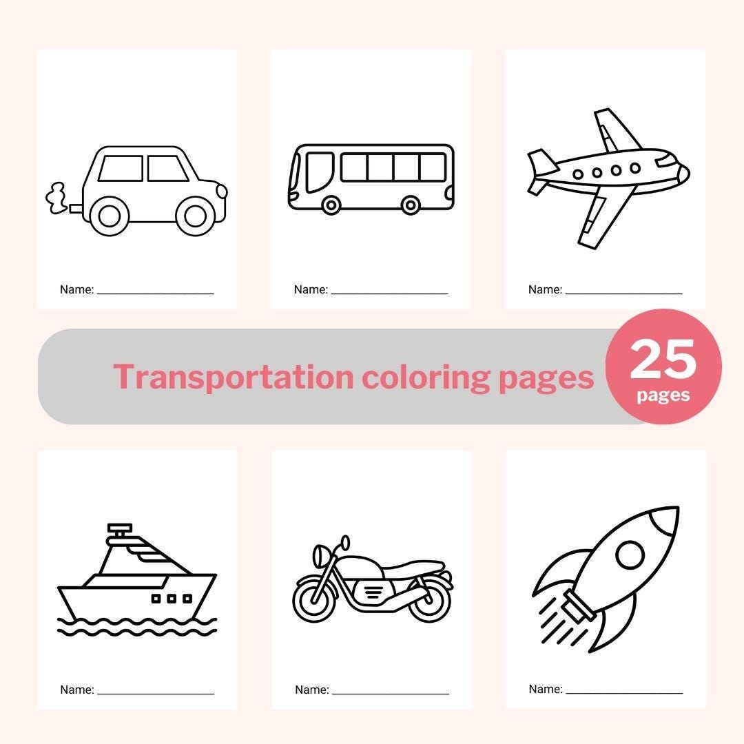 Transportation Coloring Pages: 25 Vehicle Printables (PDF) - Etsy