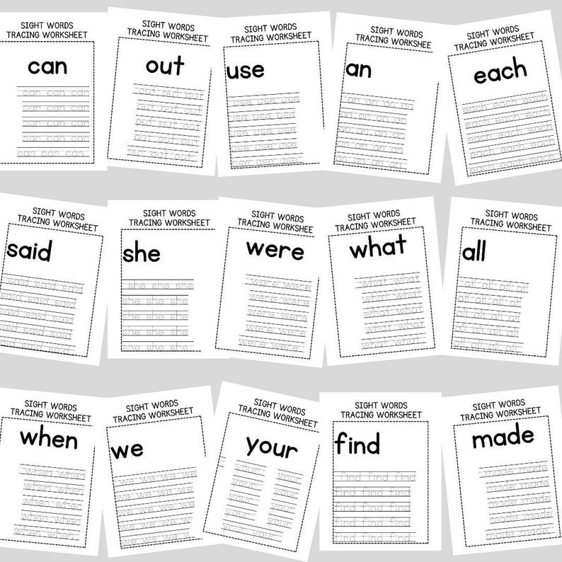 Sight Words Tracing Worksheets: Preschool Educational Activities (PDF ...
