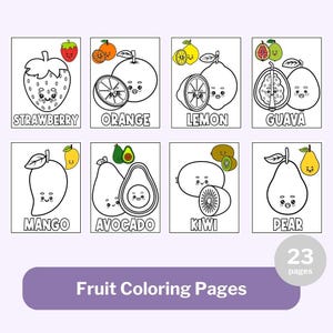 23 pages à colorier de fruits imprimables cartes flash numériques activités éducatives amusantes pour préscolaire PDF parfaites pour l'école à la maison feuille de travail
