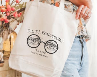 The Great Gatsby Tote Bag Dr. TJ Eckleburg Tote Literary Gift Literature Grocery Bag New Teacher Bag F Scott Fitzgerald Gift Classic Books
