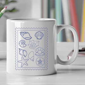 Seashell Design Ceramic Mug Shell Lover Coffee Cup Beach Lover Gift Nautical Home Decor Seashell Ocean Themed Drinkware Bridal Party Gift