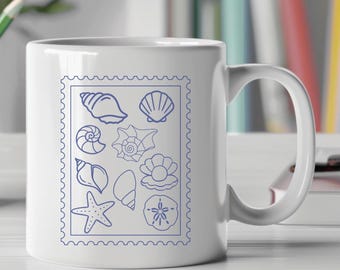 Seashell Design Ceramic Mug Shell Lover Coffee Cup Beach Lover Gift Nautical Home Decor Seashell Ocean Themed Drinkware Bridal Party Gift