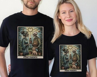 Plant Parent Shirt Skeleton Gardener Graphic Tee Plant Mom Gift Plant Dad Tarot Card Tee Floral Skeleton Shirt Plant Lover Gift Father's Day