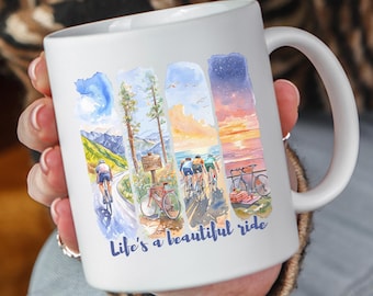 Lifes a Beautiful Ride Mountain Bike Mug Mountain Biker Gift Mountain Bike Mug Cycling Lover Gift Cycling Mug Bike Gift Bike Love Coffee Mug