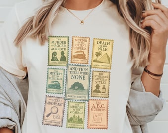 Classic Literature Shirt Novels T-Shirt Literary Gift Agatha Christie Tee Vintage Reading Booklover Gift Bookish Bookworm Gift Librarian Tee