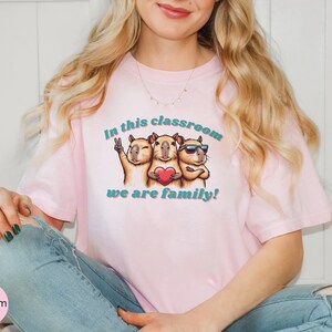 Capybara Family T-shirt Elementary Teacher Tee Teacher Appreciation Gift Cute Animal Tee ELL/ESOL/ESL Para PreK Capybara Teacher Shirt steam