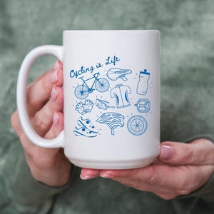 Cycling is Life Coffee Cup Bike Fandom Mug for Team Building Gift Bicycle Mug Biking Enthusiast Gift Cyclist Gift for Bike Lover Riding Crew
