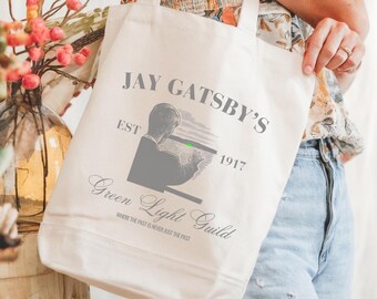 Great Gatsby Tote Bag Gatsby's Green Light Guild Bag Literary Gift Literature Grocery Bag Teacher Bag F Scott Fitzgerald Gift Classic Lit