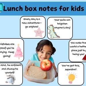 Cute Lunch Box Notes printable Lunchbox Positive Affirmation, Encouraging Motivational Card, Back to School Positive ,notes for school kids