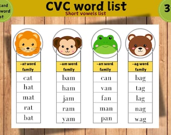 CVC Word List Printable: Phonics Cards, Kindergarten Reading (PDF)