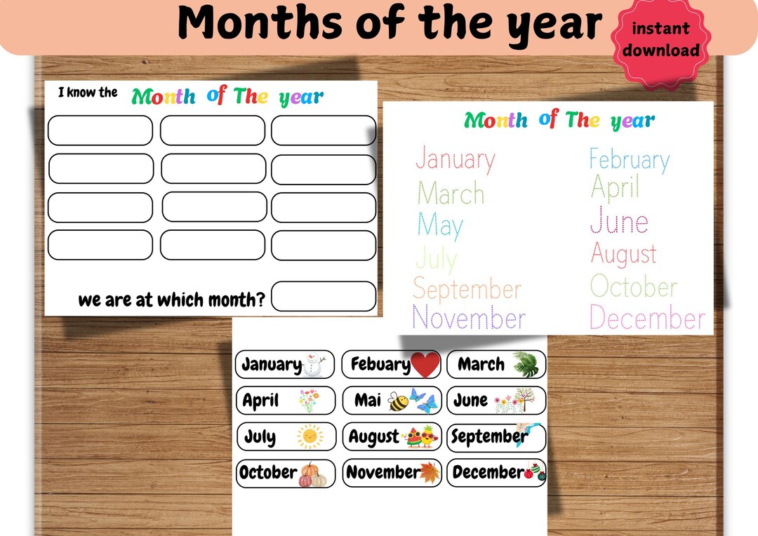 Months of the Year Busy Book Printable Activity - Calendar Worksheet ...
