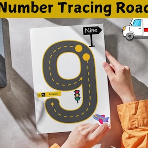 Numbers druckbare Matte Straßenmatte für Jungen. Nachverfolgungsaktivität, Gemeinschaftshelfer, Fahrzeuge und Straßen, bedruckbar, zählen, Zahlen lernen